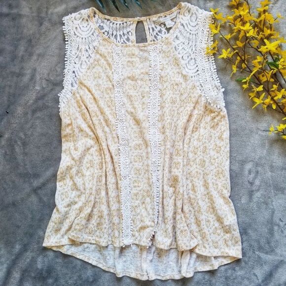 LC Lauren Conrad Lace Back Sleeveless Tunic, L - Picture 1 of 7